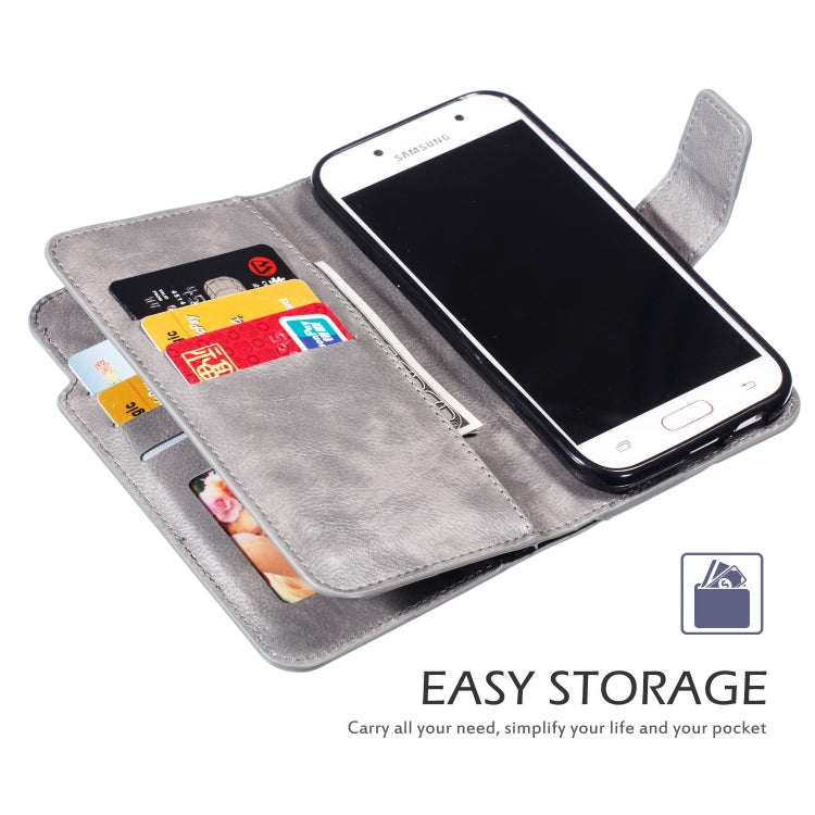 Litchi Texture Horizontal Flip Leather Case for Galaxy A5 (2017), with Holder & Nine Card Slots & Wallet