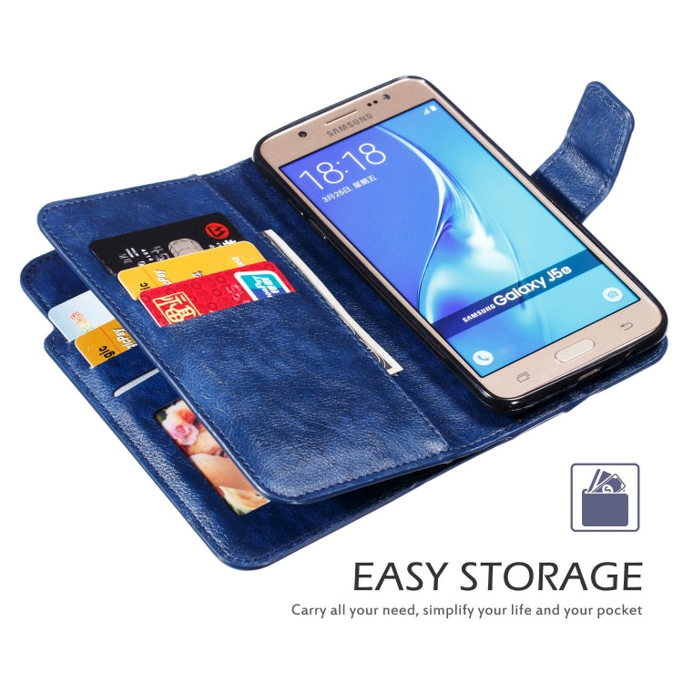 Litchi Texture Horizontal Flip Leather Case for Galaxy J510, with Holder & Nine Card Slots & Wallet