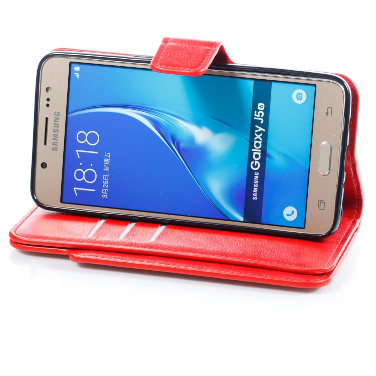 Litchi Texture Horizontal Flip Leather Case for Galaxy J510, with Holder & Nine Card Slots & Wallet