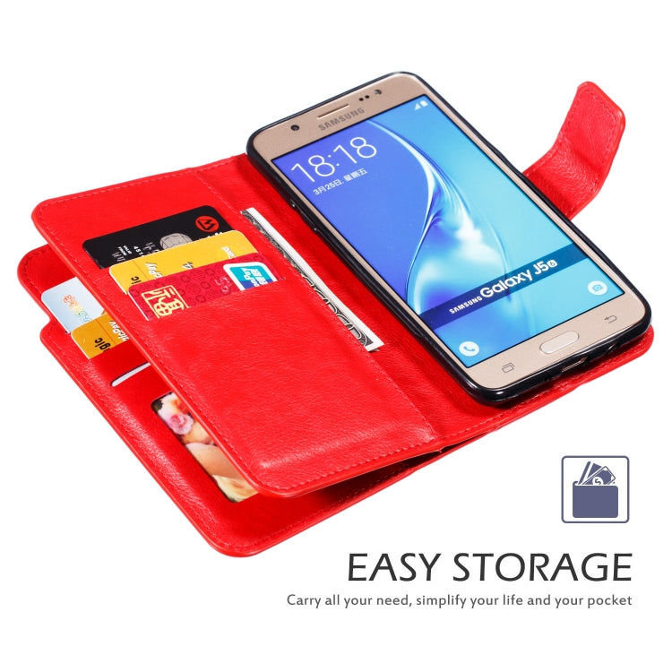 Litchi Texture Horizontal Flip Leather Case for Galaxy J510, with Holder & Nine Card Slots & Wallet