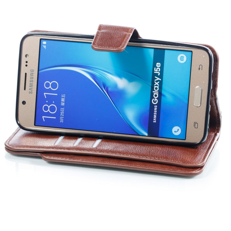 Litchi Texture Horizontal Flip Leather Case for Galaxy J510, with Holder & Nine Card Slots & Wallet