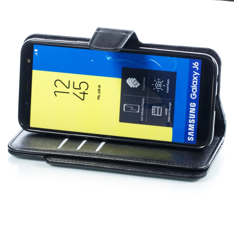 Litchi Texture Horizontal Flip Leather Case for Galaxy J6 (2018), with Holder & Nine Card Slots & Wallet