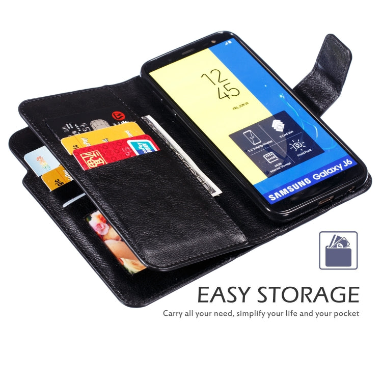 Litchi Texture Horizontal Flip Leather Case for Galaxy J6 (2018), with Holder & Nine Card Slots & Wallet