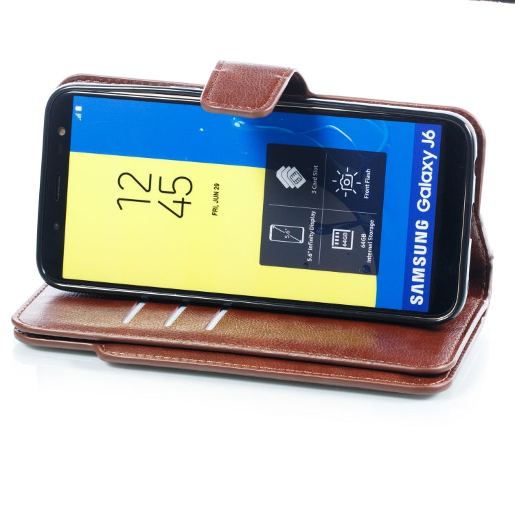 Litchi Texture Horizontal Flip Leather Case for Galaxy J6 (2018), with Holder & Nine Card Slots & Wallet