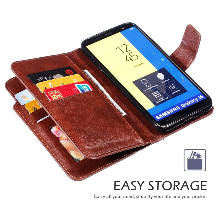 Litchi Texture Horizontal Flip Leather Case for Galaxy J6 (2018), with Holder & Nine Card Slots & Wallet