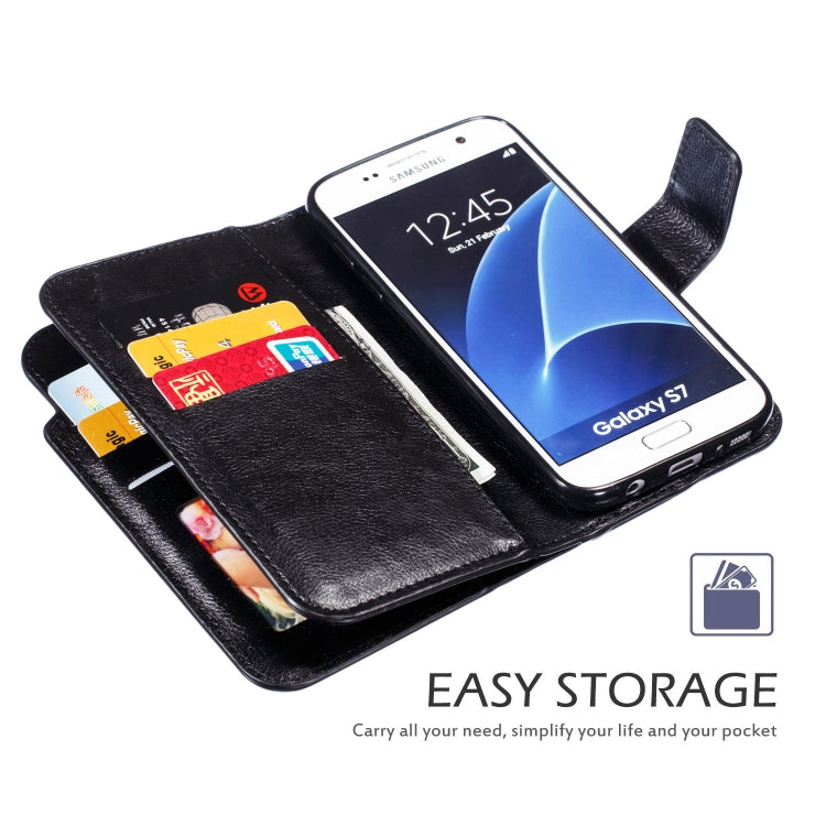 Litchi Texture Horizontal Flip Leather Case for Galaxy S7, with Holder & Nine Card Slots & Wallet