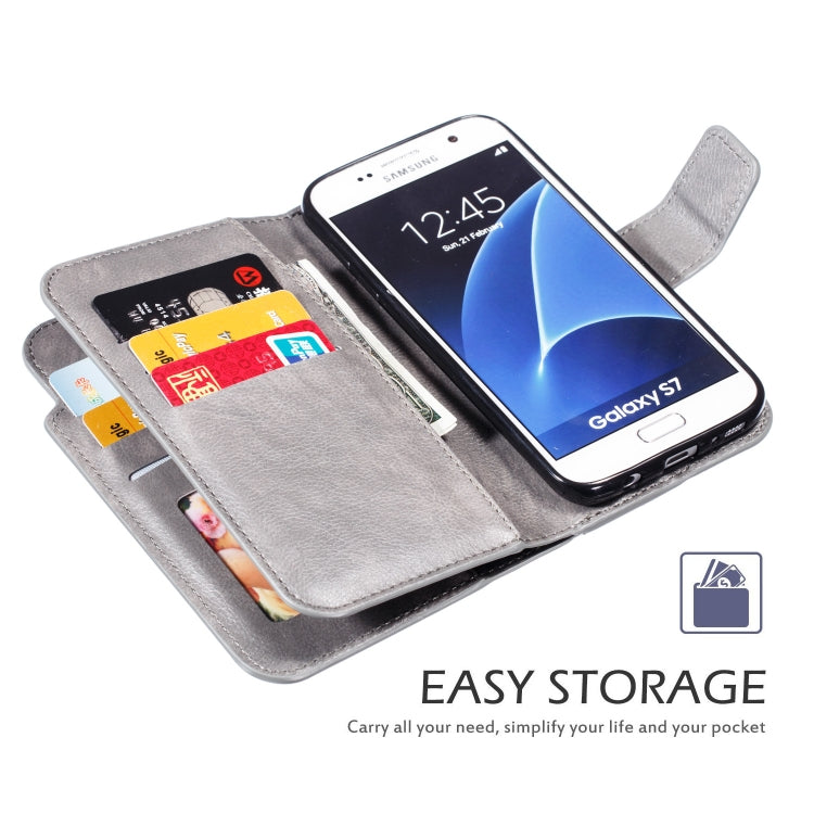 Litchi Texture Horizontal Flip Leather Case for Galaxy S7, with Holder & Nine Card Slots & Wallet