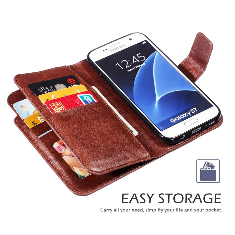 Litchi Texture Horizontal Flip Leather Case for Galaxy S7 Edge, with Holder & Nine Card Slots & Wallet