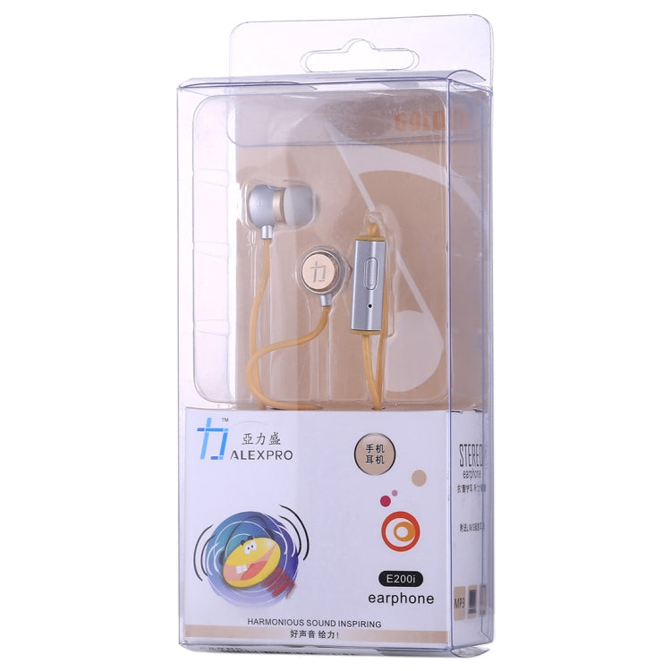 ALEXPRO E200i 1.2m In-Ear Stereo Wired Control Earphones with Mic, For iPhone, iPad, Galaxy, Huawei, Xiaomi, LG, HTC and Other Smartphones