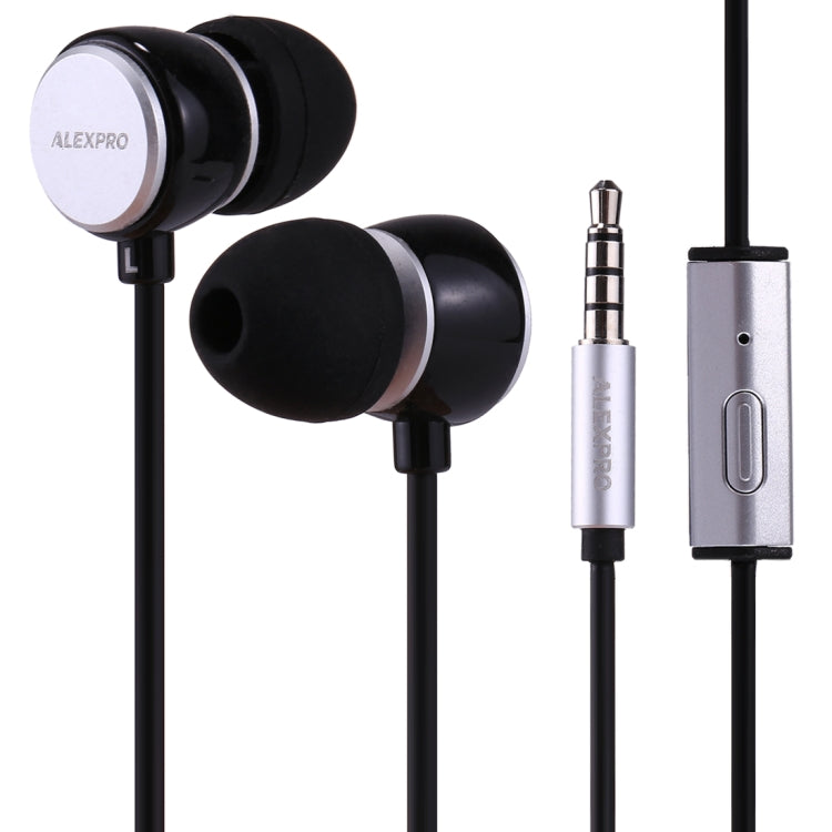 ALEXPRO E110i 1.2m In-Ear Bass Stereo Wired Control Earphones with Mic, For iPhone, iPad, Galaxy, Huawei, Xiaomi, LG, HTC and Other Smartphones