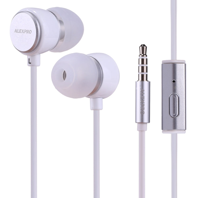 ALEXPRO E110i 1.2m In-Ear Bass Stereo Wired Control Earphones with Mic, For iPhone, iPad, Galaxy, Huawei, Xiaomi, LG, HTC and Other Smartphones
