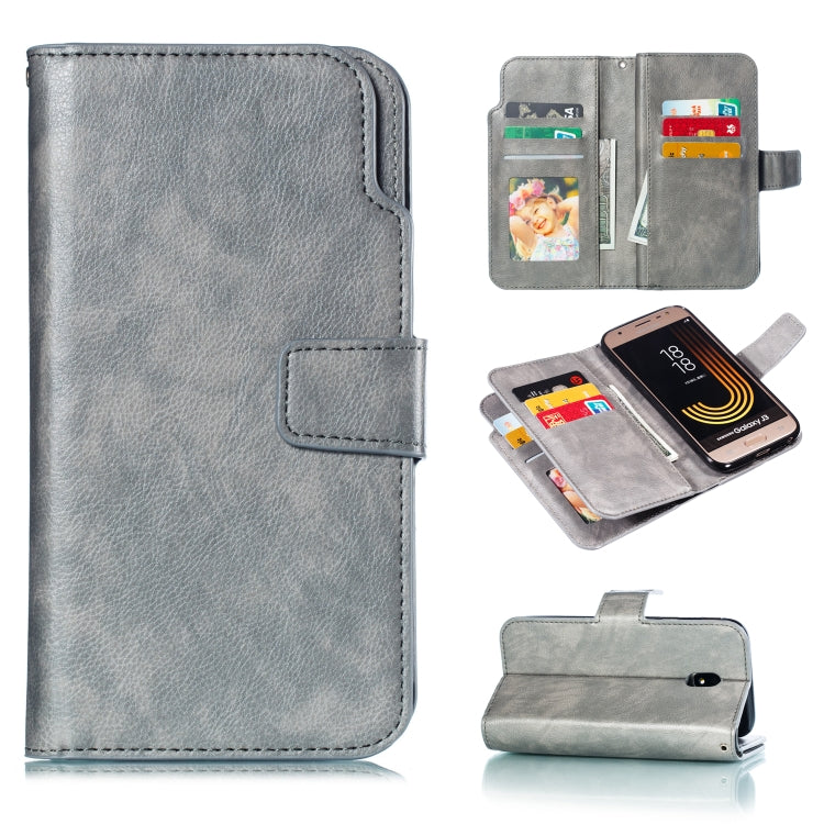 Litchi Texture Horizontal Flip Leather Case for Galaxy J3 (2018), with Holder & Nine Card Slots & Wallet