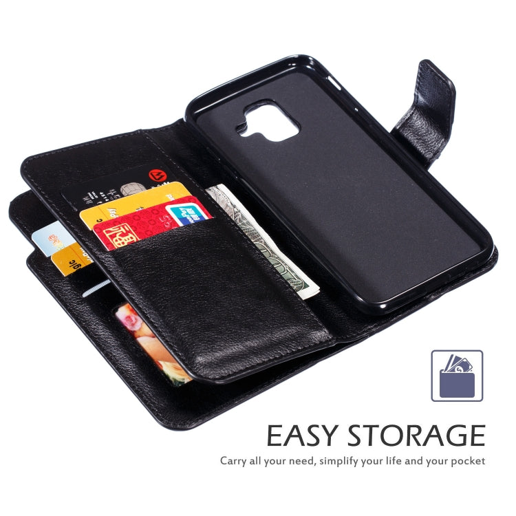 Litchi Texture Horizontal Flip Leather Case for Galaxy A6 (2018), with Holder & Nine Card Slots & Wallet