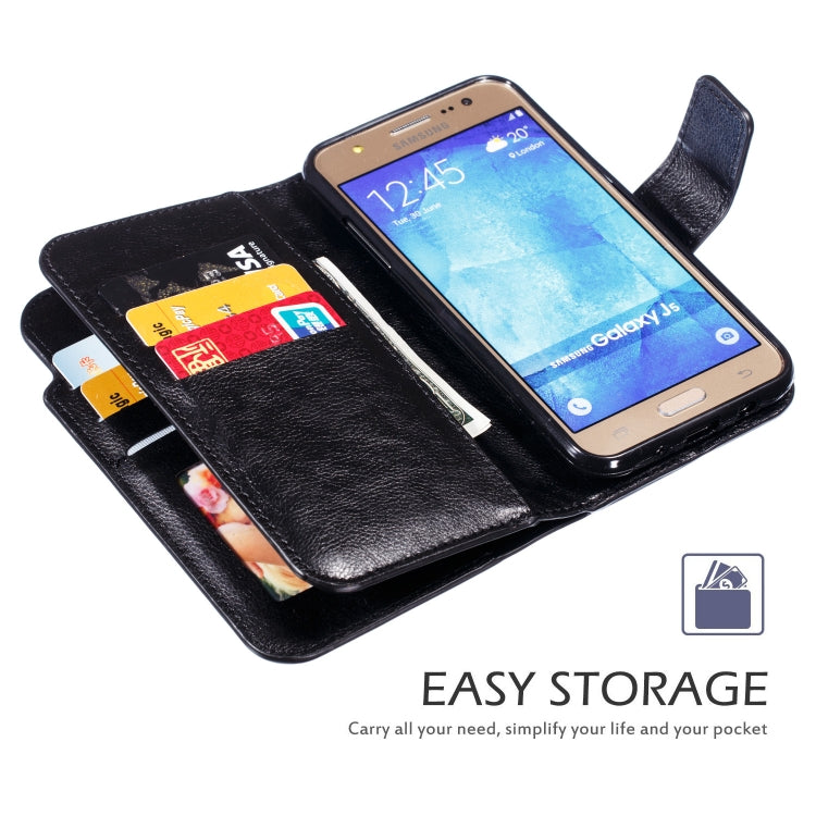 Litchi Texture Horizontal Flip Leather Case for Galaxy J5, with Holder & Nine Card Slots & Wallet