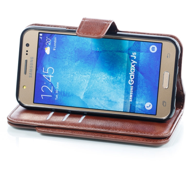 Litchi Texture Horizontal Flip Leather Case for Galaxy J5, with Holder & Nine Card Slots & Wallet