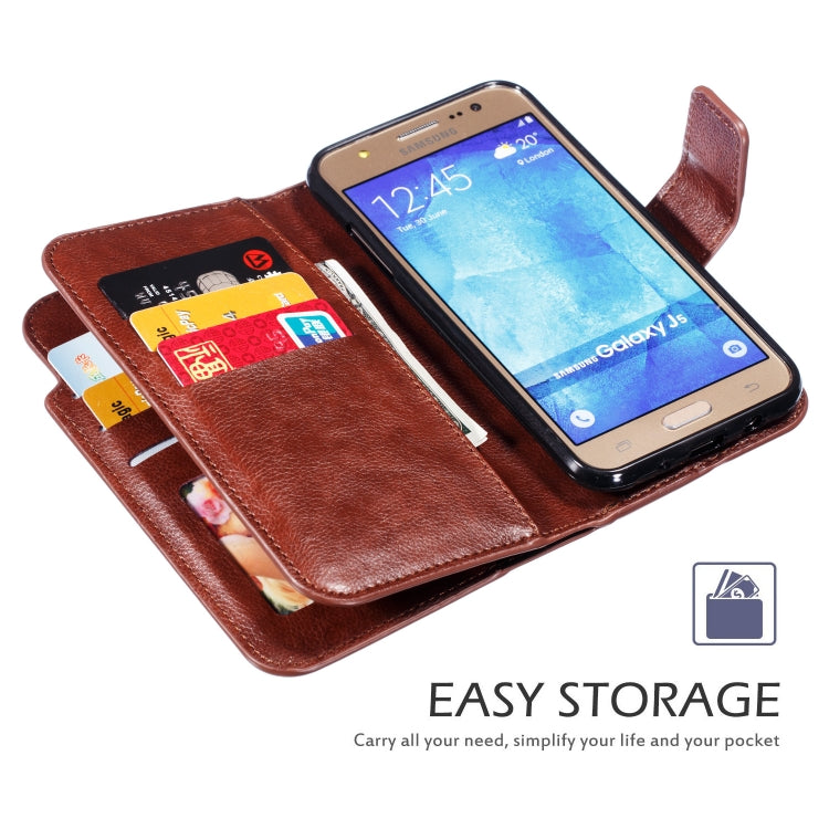 Litchi Texture Horizontal Flip Leather Case for Galaxy J5, with Holder & Nine Card Slots & Wallet