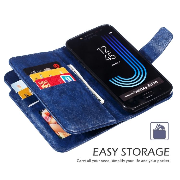 Litchi Texture Horizontal Flip Leather Case for Galaxy J2 Pro (2018), with Holder & Nine Card Slots & Wallet