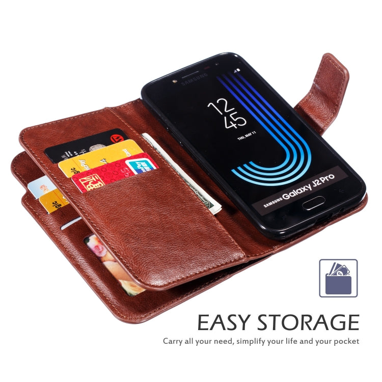 Litchi Texture Horizontal Flip Leather Case for Galaxy J2 Pro (2018), with Holder & Nine Card Slots & Wallet