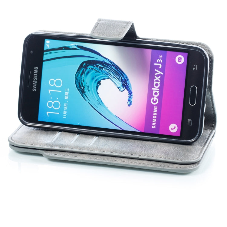 Litchi Texture Horizontal Flip Leather Case for Galaxy J3 (2016), with Holder & Nine Card Slots & Wallet