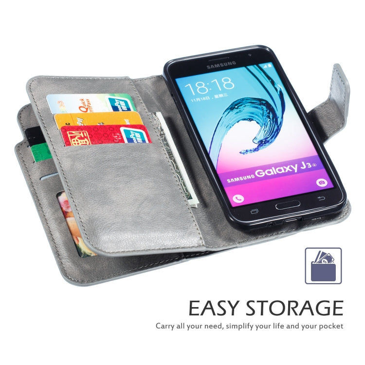Litchi Texture Horizontal Flip Leather Case for Galaxy J3 (2016), with Holder & Nine Card Slots & Wallet