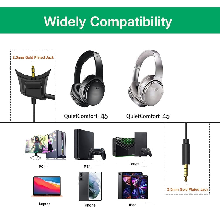 ZS0242 Gaming Headphone Cable for BOSE QC45 (Black)