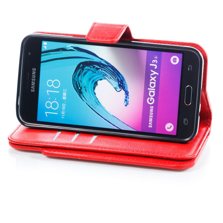 Litchi Texture Horizontal Flip Leather Case for Galaxy J7, with Holder & Nine Card Slots & Wallet