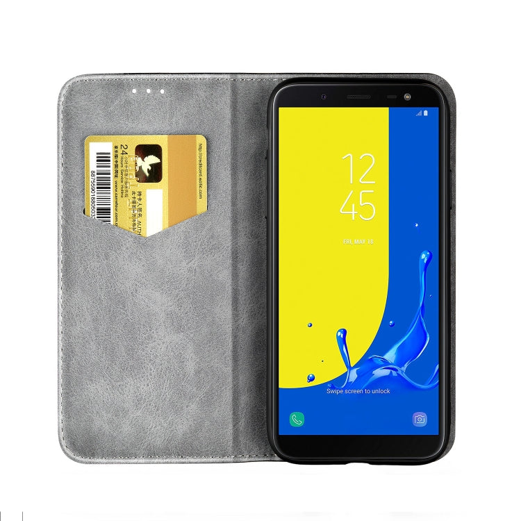 Business Solid Color Stitching Horizontal Flip Leather Case for Galaxy J6, with Holder & Card Slots & Wallet & Lanyard