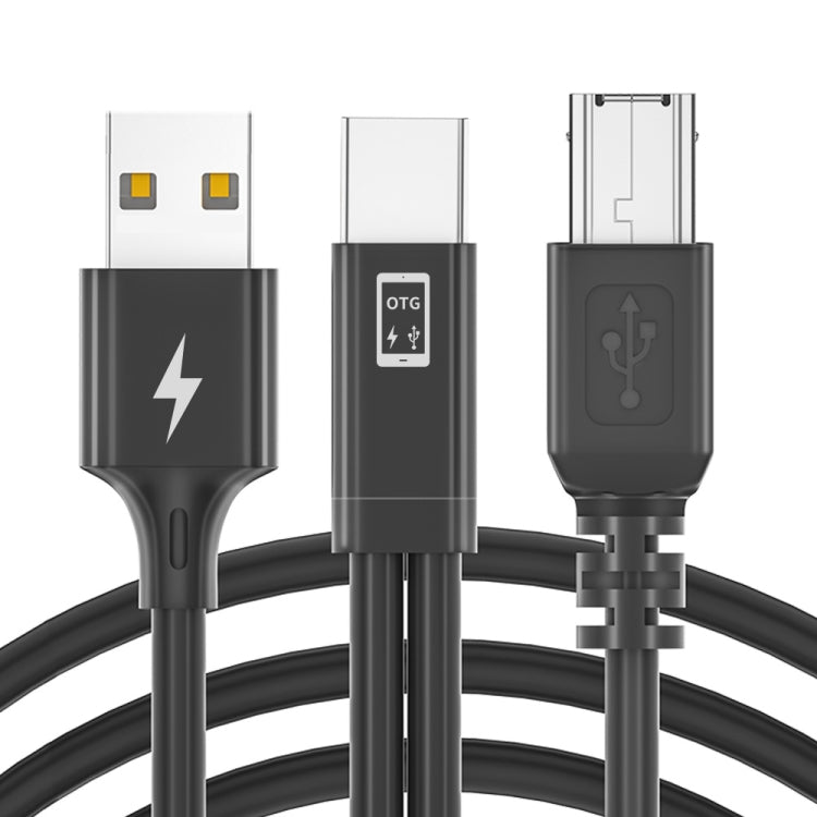 1m USB-C / Type-C to MIDI + USB Sound Card Audio Connection Sync Charging Cable(Black)