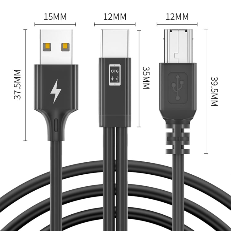 1m USB-C / Type-C to MIDI + USB Sound Card Audio Connection Sync Charging Cable(Black)