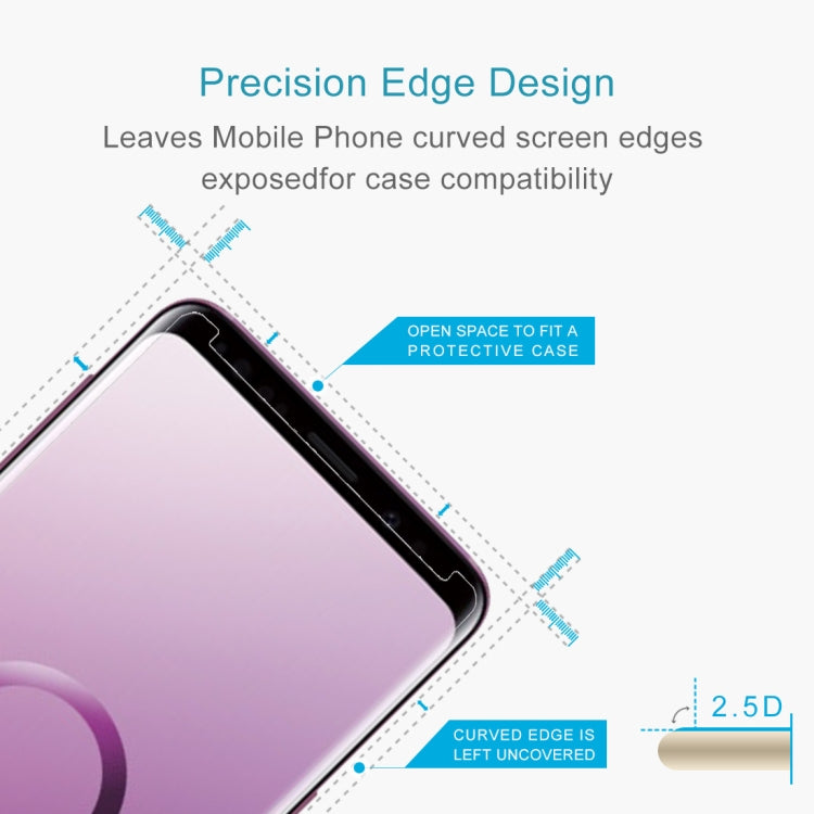 50 PCS For Galaxy S9+ 0.26mm 9H Surface Hardness 2.5D Curved Edge Non-full Screen Tempered Glass Front Screen Protector