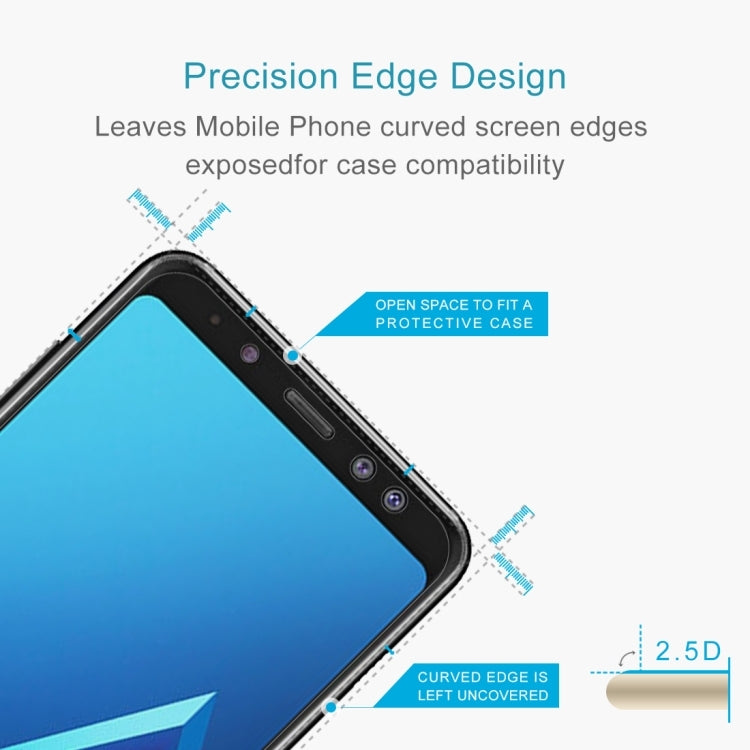 50 PCS for Galaxy A8+ (2018) 0.26mm 9H Surface Hardness 2.5D Curved Edge Tempered Glass Screen Protector