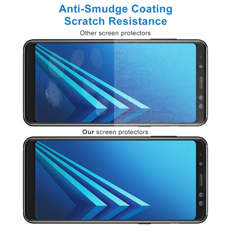 50 PCS for Galaxy A8+ (2018) 0.26mm 9H Surface Hardness 2.5D Curved Edge Tempered Glass Screen Protector