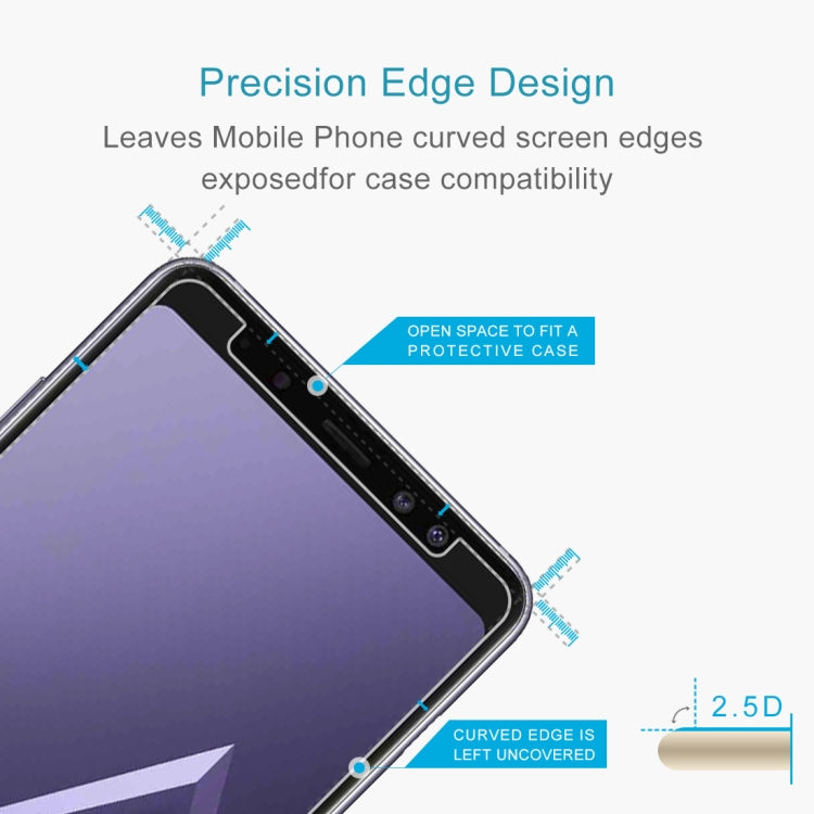 2 PCS for Galaxy A8 (2018) 0.26mm 9H Surface Hardness 2.5D Curved Edge Tempered Glass Screen Protector