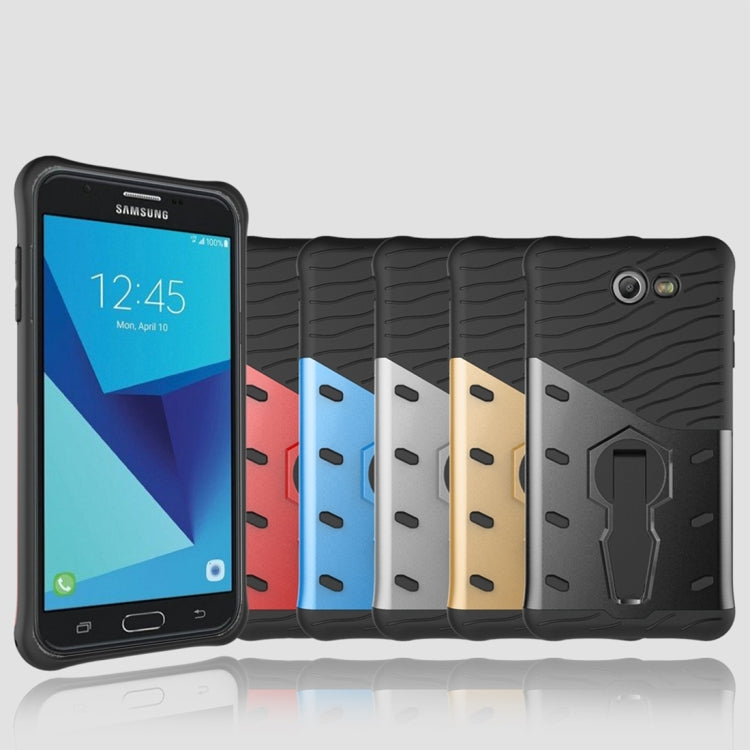For Galaxy J7 (2017) / J727 (US Version) Shock-Resistant 360 Degree Spin Sniper Hybrid Case TPU + PC Combination Case with Holder