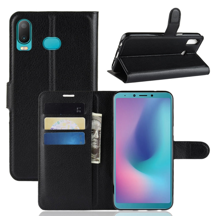Litchi Texture Horizontal Flip Leather Case for Galaxy A6S, with Holder & Card Slots & Wallet