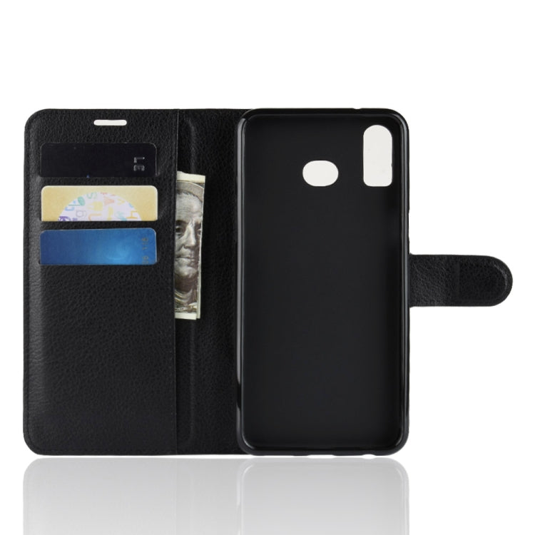 Litchi Texture Horizontal Flip Leather Case for Galaxy A6S, with Holder & Card Slots & Wallet