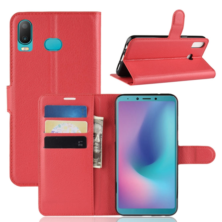 Litchi Texture Horizontal Flip Leather Case for Galaxy A6S, with Holder & Card Slots & Wallet
