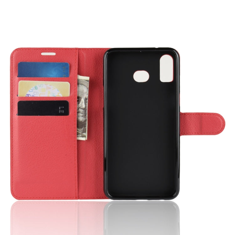 Litchi Texture Horizontal Flip Leather Case for Galaxy A6S, with Holder & Card Slots & Wallet