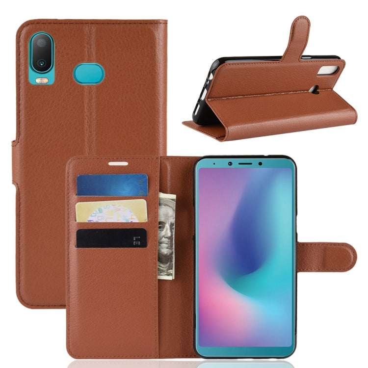 Litchi Texture Horizontal Flip Leather Case for Galaxy A6S, with Holder & Card Slots & Wallet