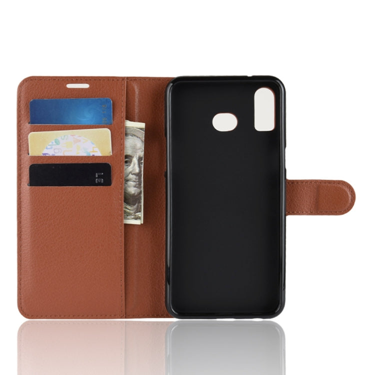 Litchi Texture Horizontal Flip Leather Case for Galaxy A6S, with Holder & Card Slots & Wallet