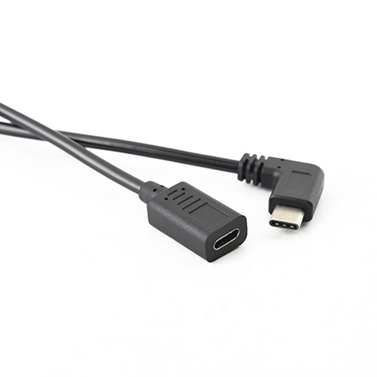 2 PCS LY-U2X153 USB-C / Type-C Male to Female 90 Degree Elbow Spring Charging Data Cable, Cable Length: 1.5m