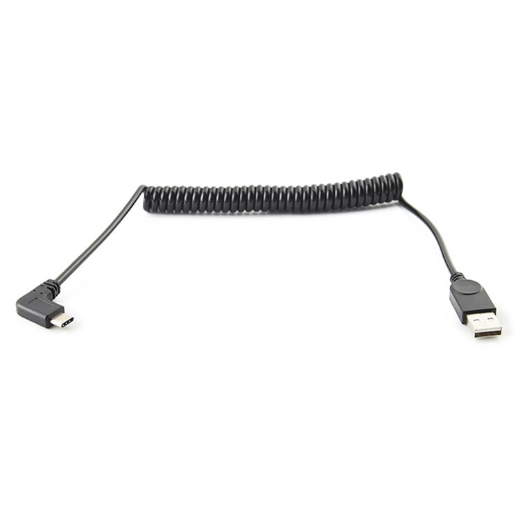 2 PCS LY-U2X148 USB Male to USB-C / Type-C Elbow Spring Charging Data Cable, Cable Length: 1.5m