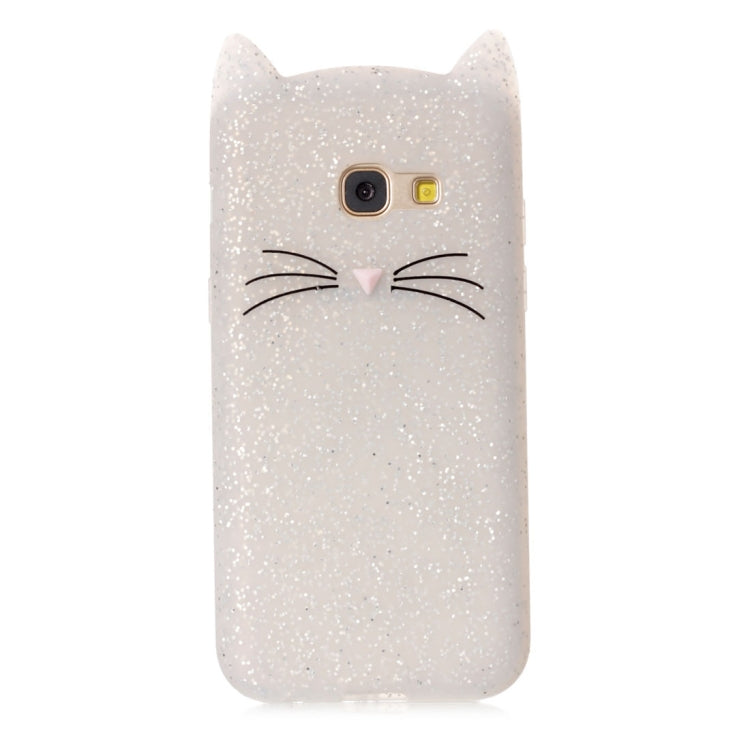 For Galaxy A3 (2017) Silicone Cat Whiskers Pattern Protective Back Cover Case(White)