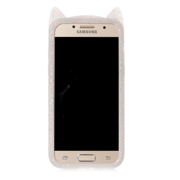 For Galaxy A3 (2017) Silicone Cat Whiskers Pattern Protective Back Cover Case(White)