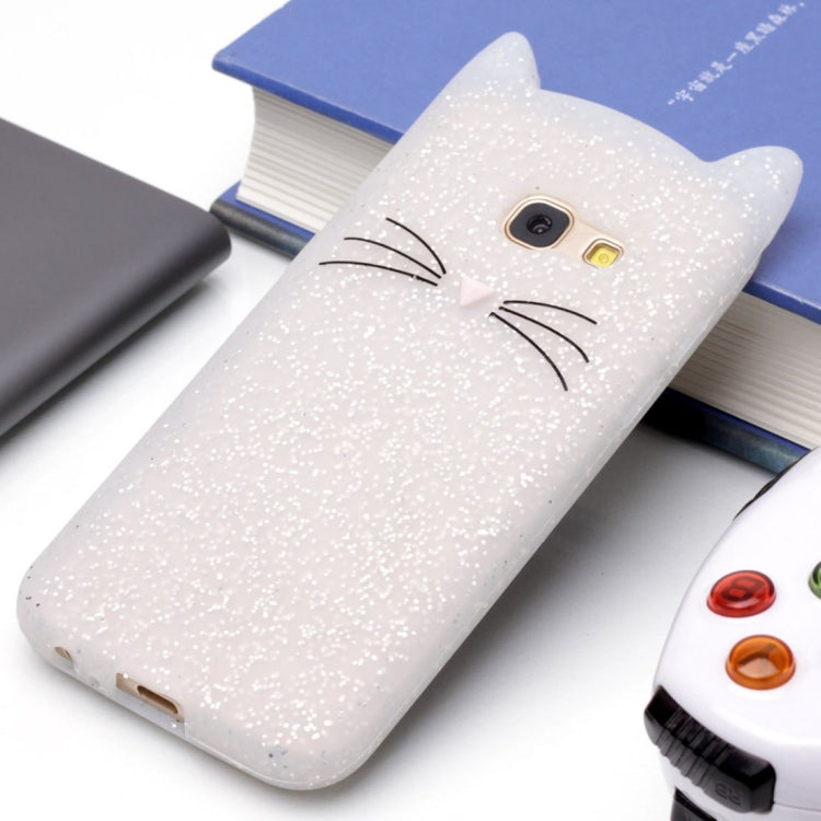 For Galaxy A3 (2017) Silicone Cat Whiskers Pattern Protective Back Cover Case(White)