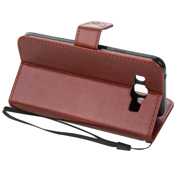 For Galaxy J2 Crazy Horse Texture Printing Horizontal Flip Leather Case with Holder & Card Slots & Wallet & Lanyard