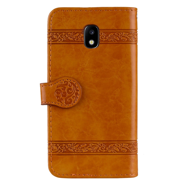 For Galaxy J3 (2017) / J330 ( EU Version) Retro Oil Wax Texture Embossed Horizontal Flip Leather Case with Holder & Card Slots & Wallet & Photo Frame