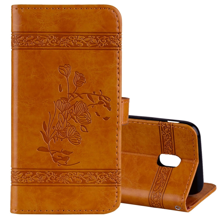 For Galaxy J3 (2017) / J330 ( EU Version) Retro Oil Wax Texture Embossed Horizontal Flip Leather Case with Holder & Card Slots & Wallet & Photo Frame