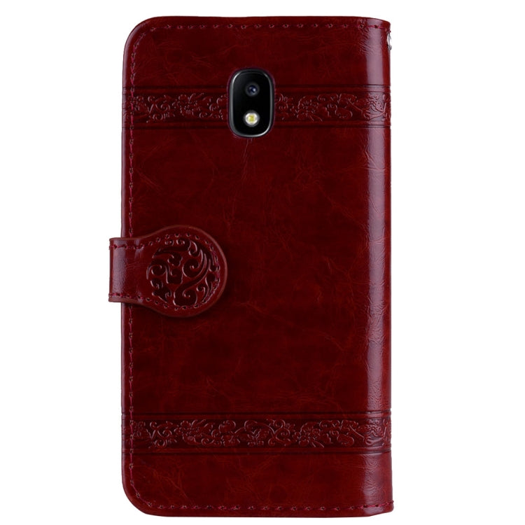 For Galaxy J3 (2017) / J330 ( EU Version) Retro Oil Wax Texture Embossed Horizontal Flip Leather Case with Holder & Card Slots & Wallet & Photo Frame