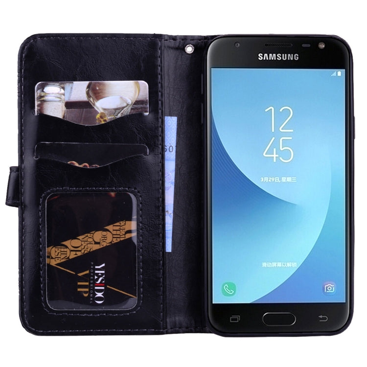 For Galaxy J5 (2017) / J530 ( EU Version) Retro Oil Wax Texture Embossed Horizontal Flip Leather Case with Holder & Card Slots & Wallet & Photo Frame
